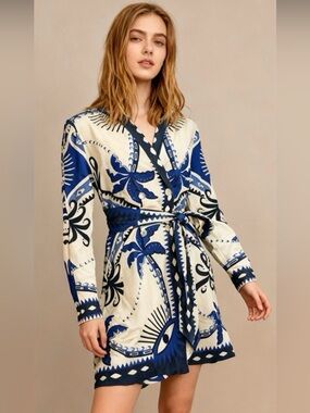 Farm Rio Long Sleeve Blazer Dress